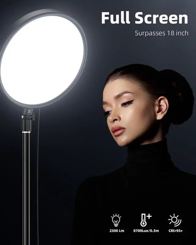Alt view image 2 of 7 - Large Ring Light Kit, Weilisi 6500K Professional Full-Screen Big Ring Light with Stand and Phone Holder, 64" Tall Ring Light with Remote for Studio Video Photography, TikTok, YouTube, Live Stream