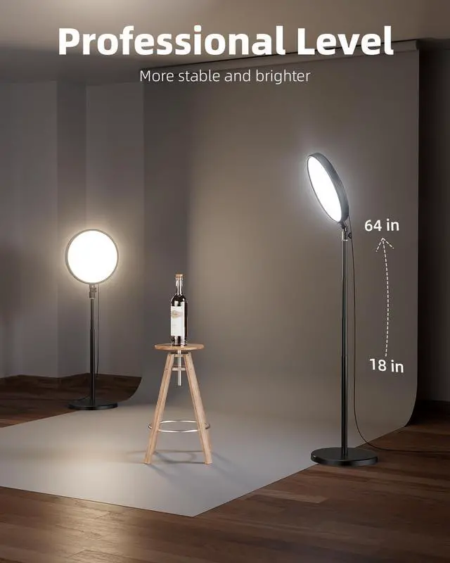 Alt view image 3 of 7 - Large Ring Light Kit, Weilisi 6500K Professional Full-Screen Big Ring Light with Stand and Phone Holder, 64" Tall Ring Light with Remote for Studio Video Photography, TikTok, YouTube, Live Stream