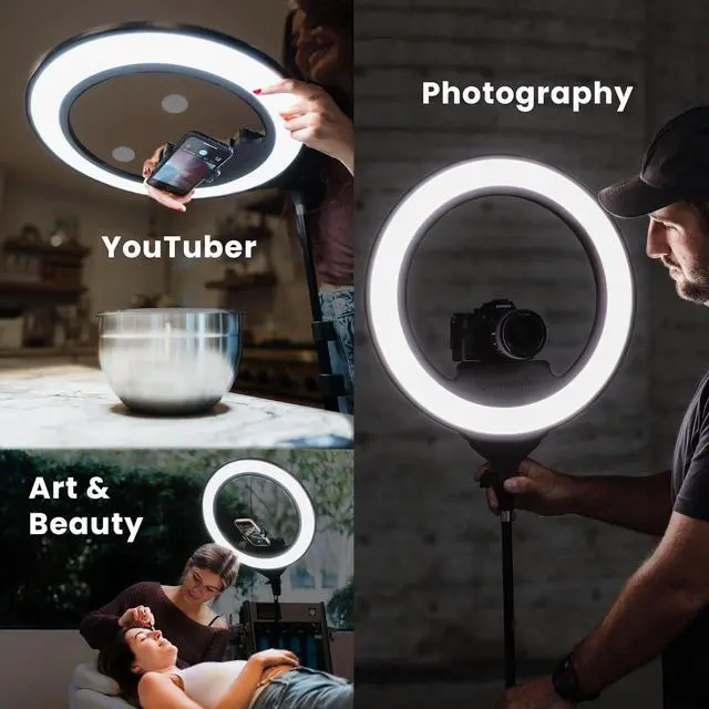 Alt view image 2 of 6 - Ring Light Pro | Wireless Professional Lighting for Photography, Streaming, Video | Fully Adjustable Color and Brightness | Includes Sturdy, Portable Tripod Mount and Padded Carrying Case