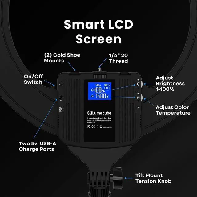 Alt view image 3 of 6 - Ring Light Pro | Wireless Professional Lighting for Photography, Streaming, Video | Fully Adjustable Color and Brightness | Includes Sturdy, Portable Tripod Mount and Padded Carrying Case