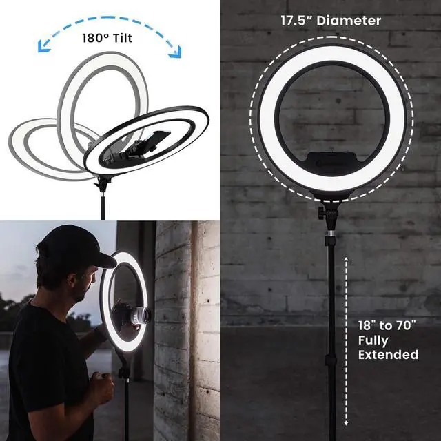 Alt view image 4 of 6 - Ring Light Pro | Wireless Professional Lighting for Photography, Streaming, Video | Fully Adjustable Color and Brightness | Includes Sturdy, Portable Tripod Mount and Padded Carrying Case