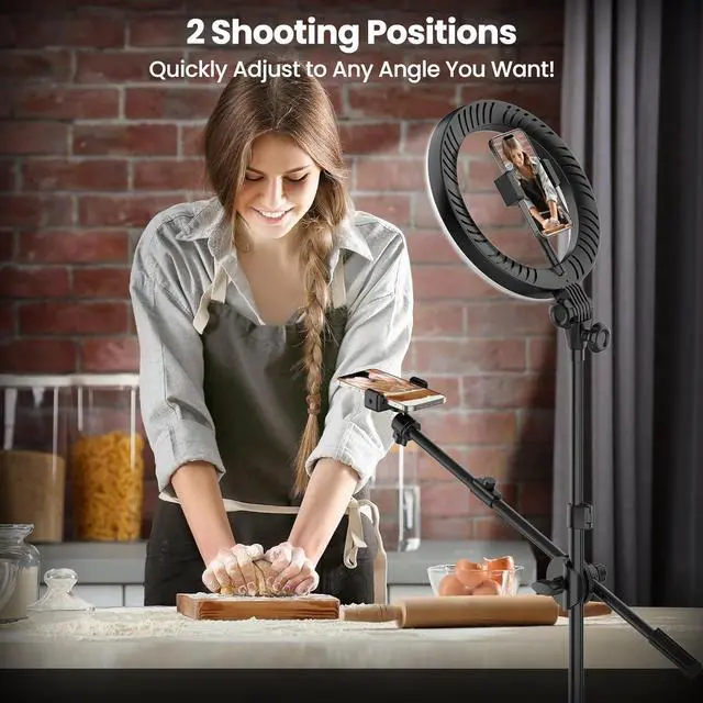 Alt view image 2 of 7 - Ring Light with Stand for Phone Ring Light Tripod for iPhone with Light Overhead Camera Mount 10.5 with Remote Phone Tripod with Light for Video Recording/Live Streaming/Cooking