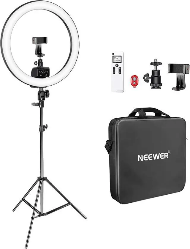 Main image of Neewer Advanced 16-inch LED Ring Light Support Manual Touch Control with LCD Screen, Remote and Multiple Lights Control, 3200-5600K, Stand Included for Makeup YouTube Video Blogger Salon (Black)