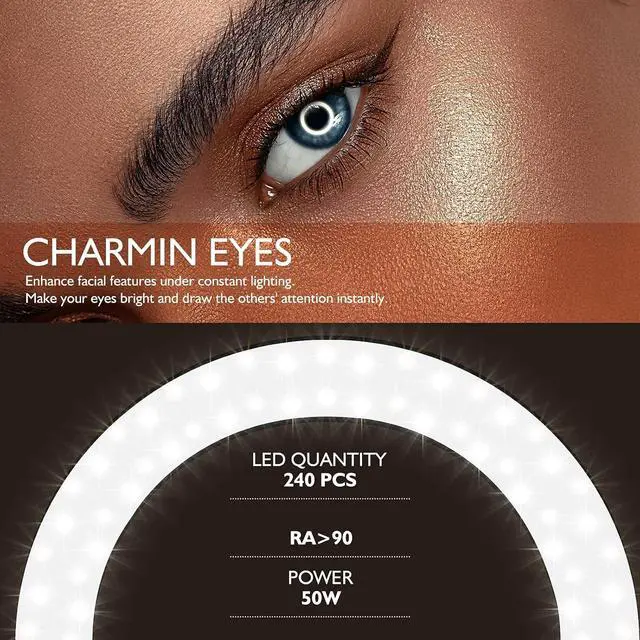 Alt view image 7 of 7 - 18 Ring Light with Tripod Stand & 3 Phone Holders, Dimmable LED Ring Light Kit, Adjustable 2700K-6500K Color Temperature Light Ring for Live Stream, You Tube Video, TikTok, Makeup Black