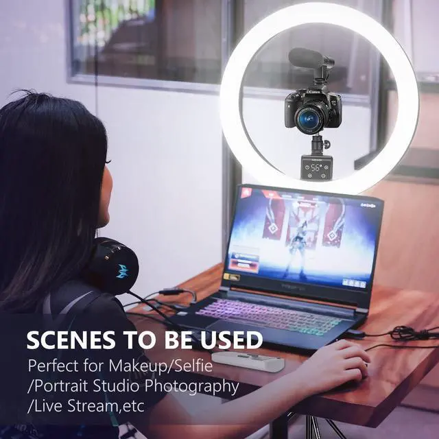 Alt view image 5 of 6 - Neewer Advanced 16-inch LED Ring Light Support Manual Touch Control with LCD Screen, Remote and Multiple Lights Control, 3200-5600K, Stand Included for Makeup YouTube Video Blogger Salon (Black)
