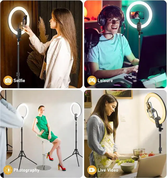 Alt view image 7 of 7 - 12 inch Ring Light 2800mAh Rechargeable, LED Circle Selfie Ringlight Cordless with 63" Tripod Stand/Phone Holder/Remote for Live Stream/Makeup/Video Recording/Tiktok/YouTube/Podcasting/Vlogging