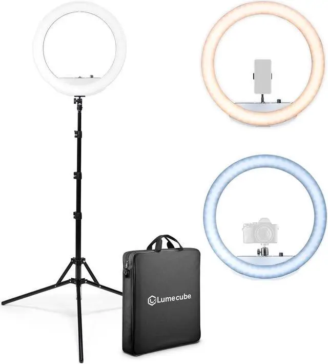 Main image of Cube LED Ring Light for Videos, Selfies, Live Streaming |18 Circle Light with Stand, Phone Holder, and Camera Mount | Portable + 6.5 ft Tripod Stand and Travel Case | Battery Not Included