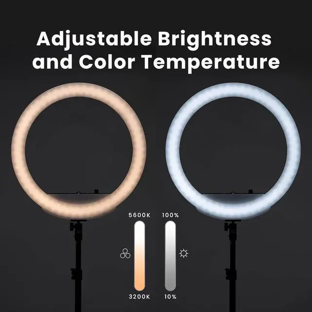 Alt view image 3 of 7 - Cube LED Ring Light for Videos, Selfies, Live Streaming |18 Circle Light with Stand, Phone Holder, and Camera Mount | Portable + 6.5 ft Tripod Stand and Travel Case | Battery Not Included