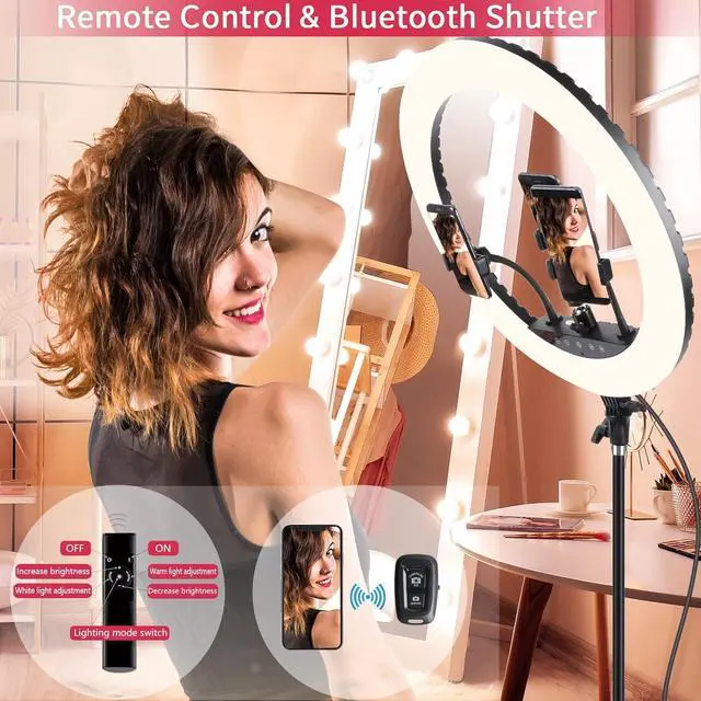 Alt view image 3 of 7 - 21 inch LED Ring Light with Tripod Stand, Large Selfie Ring Light with Touch Panel for YouTube Vlog Video Shooting, Makeup Studio Portrait with Carrying Bag and Remote Controller, CRI>97