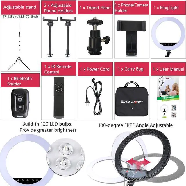 Alt view image 4 of 7 - 21 inch LED Ring Light with Tripod Stand, Large Selfie Ring Light with Touch Panel for YouTube Vlog Video Shooting, Makeup Studio Portrait with Carrying Bag and Remote Controller, CRI>97