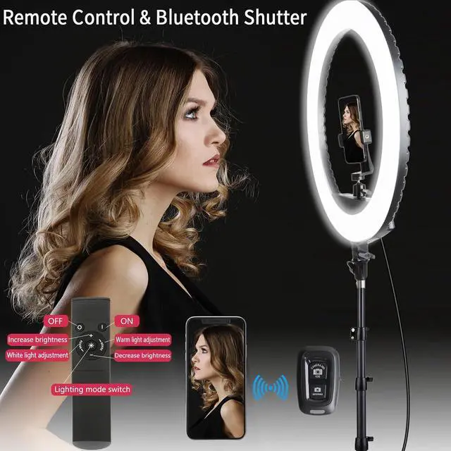 Alt view image 3 of 7 - 21 inch LED Ring Light with Tripod Stand, Video Ring Light for Selfie Photography Vlog Recording Conference Meeting Studio Portrait YouTube TikTok Makeup with Carrying Bag and Remote Control,CRI>97