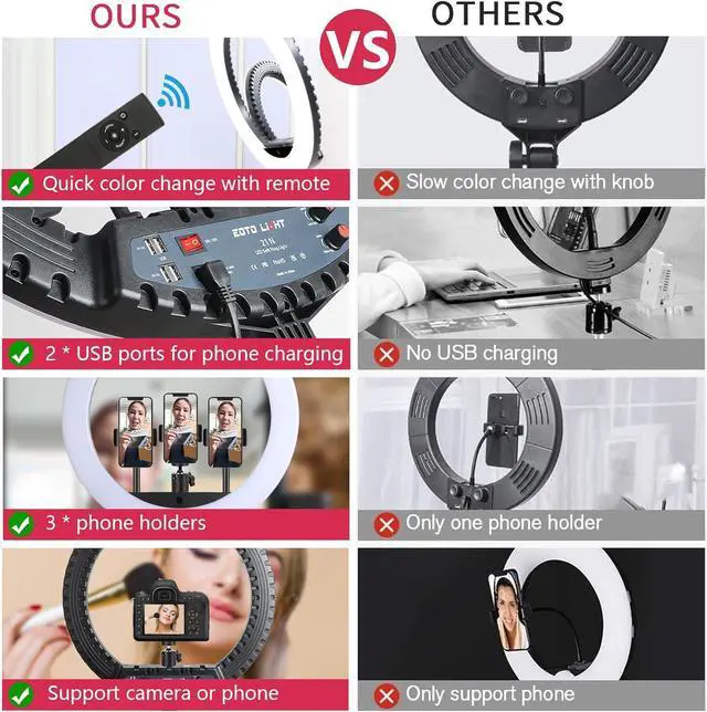 Alt view image 4 of 7 - 21 inch LED Ring Light with Tripod Stand, Video Ring Light for Selfie Photography Vlog Recording Conference Meeting Studio Portrait YouTube TikTok Makeup with Carrying Bag and Remote Control,CRI>97