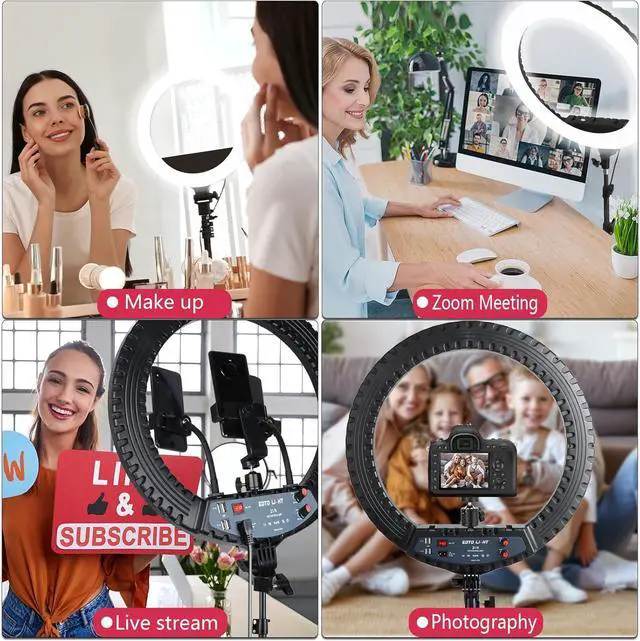 Alt view image 6 of 7 - 21 inch LED Ring Light with Tripod Stand, Video Ring Light for Selfie Photography Vlog Recording Conference Meeting Studio Portrait YouTube TikTok Makeup with Carrying Bag and Remote Control,CRI>97
