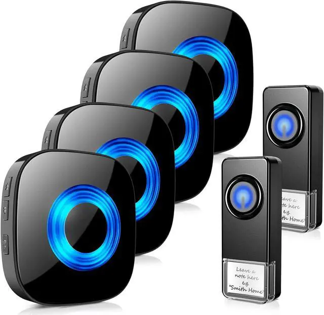 Main image of Wireless Doorbell for Home, Waterproof Door Chime Kit Operating at 1300-ft 58 Adjustable Melodies & 5 Volume Levels -PHYSEN Door Bell Wireless with LED Strobe, 2 Push Buttons + 4 Plug in Receivers