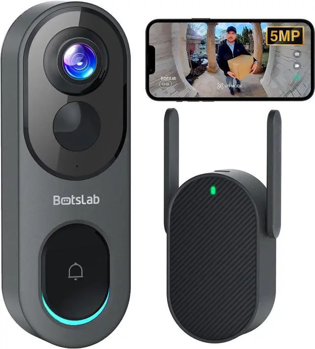 Main image of Video Doorbell Camera,No Monthly Fee,5MP Wireless Doorbell Camera,Head-to-Toe&180° View,Battery Powered,AI&PIR Detection,VR Mode,HDR,2-Way Talk,2.4&5GHz WiFi,Easy to Install