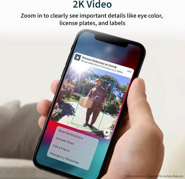 Alt view image 2 of 7 - Video Doorbell 2K | 2nd Gen | Wireless/Wired Option, 2-Way Audio, Night Vision, Head to Toe Video View, Integrated Siren | Live Stream | Real Time Notifications |180 Deg Wide View, White