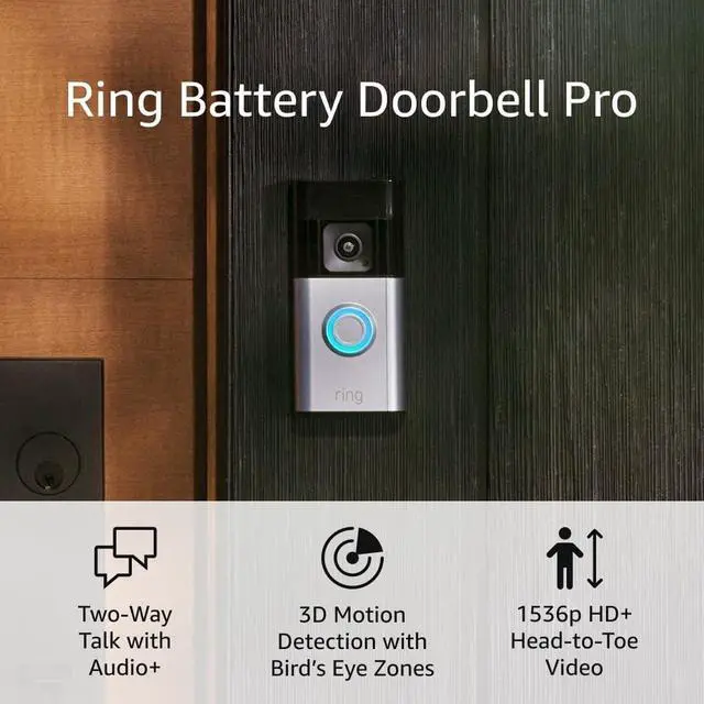 Main image of Ring Battery Doorbell Pro (newest model), Two-Way Talk with Audio+, 3D Motion Detection, and 1536p HD+ Head-to-Toe Video