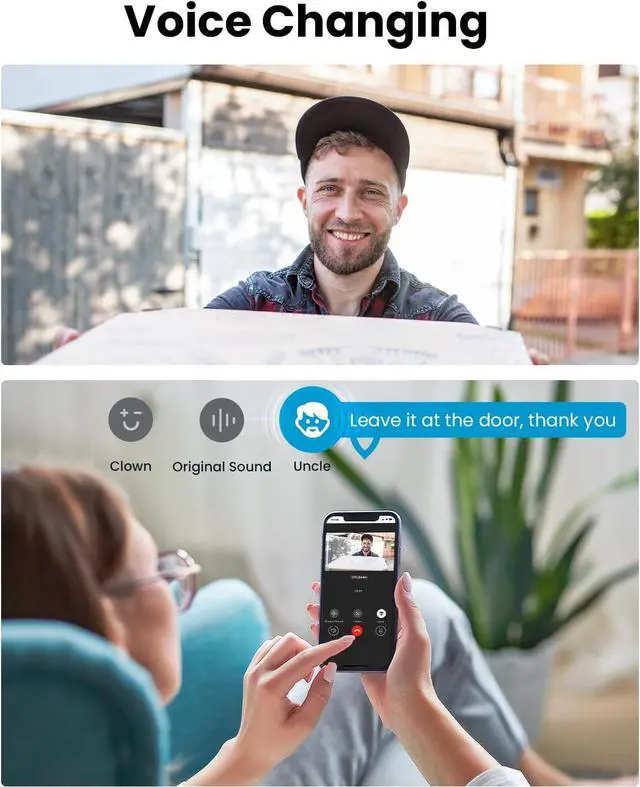 Alt view image 5 of 7 - Doorbell Camera Wireless No Subscription - Wireless Video Doorbell with Chime, Doorbell with Camera 1080P FHD, Voice Changer, 2-Way Audio, PIR Motion Detection, 2.4Ghz WiFi, Works with Alexa