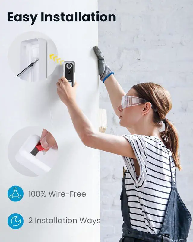 Alt view image 7 of 7 - Doorbell Camera Wireless No Subscription - Wireless Video Doorbell with Chime, Doorbell with Camera 1080P FHD, Voice Changer, 2-Way Audio, PIR Motion Detection, 2.4Ghz WiFi, Works with Alexa