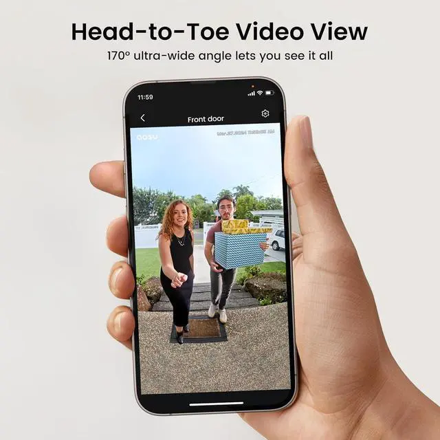 Alt view image 2 of 6 - Doorbell Camera Wireless - Head-to-Toe View, Intelligent Package Detection, 2.4G Wi-Fi Video Doorbell with Chime, No Monthly Fees, Smart Human Detection, Works with Alexa and Google Assistant