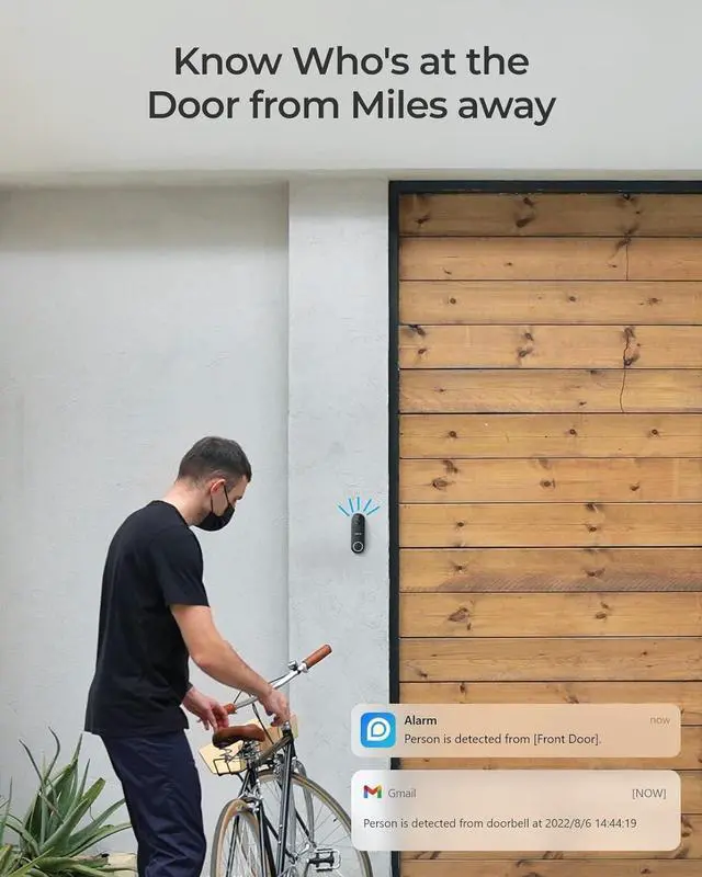 Alt view image 4 of 7 - Doorbell WiFi Camera - Wired 5MP Outdoor Video Doorbell, 5G&2.4G WiFi Security Camera System, Smart Detection Local Storage No Subscription Front Door Camera Home Security, Customized Chime V2