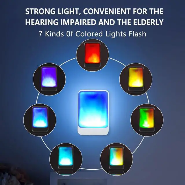 Alt view image 2 of 7 - Loud Flash Doorbell with 7 Colors of Bright Light and 4 Volumes, Wireless Doorbells 600 feet,at Home/Office,Suitable for the Elderly, Hearing Impaired People, 2 Transmitters with 3 Receivers