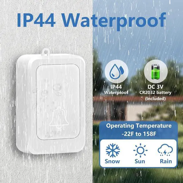Alt view image 7 of 7 - Loud Flash Doorbell with 7 Colors of Bright Light and 4 Volumes, Wireless Doorbells 600 feet,at Home/Office,Suitable for the Elderly, Hearing Impaired People, 2 Transmitters with 3 Receivers