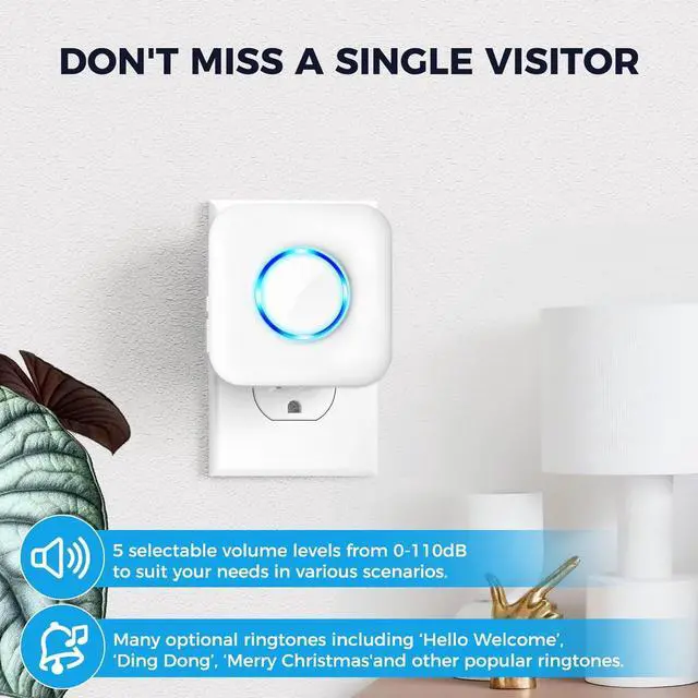 Alt view image 4 of 7 - Smart Doorbell Extender with Receiver Connects to Existing Hardwired Doorbell into Wireless Door Bell with 656 FT Range, 58 Chimes and 5 Volume Levels for Garage/Basement