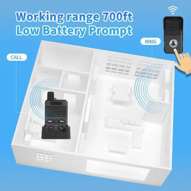 Alt view image 5 of 6 - Wireless Doorbell Black, Full Duplex Two Way Intercom Hand-Free Doorbell, 700ft Range, One Press to Talk for Home Office (Can only Initiate a Call from The Outdoor Unit)