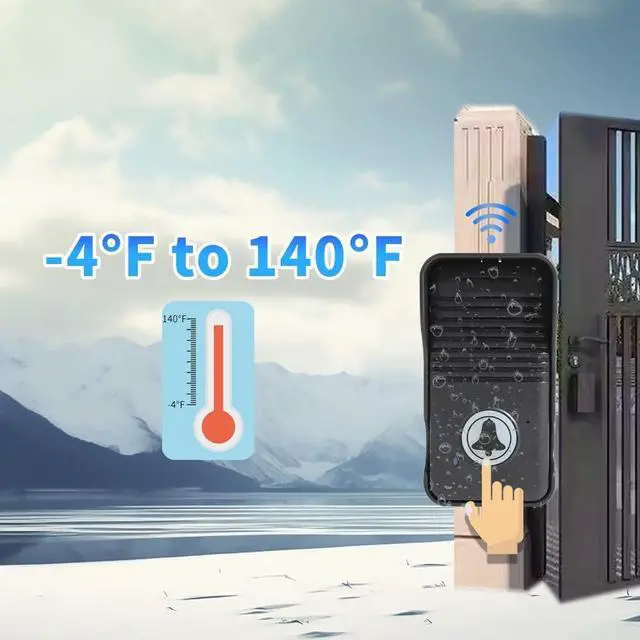Alt view image 6 of 6 - Wireless Doorbell Black, Full Duplex Two Way Intercom Hand-Free Doorbell, 700ft Range, One Press to Talk for Home Office (Can only Initiate a Call from The Outdoor Unit)