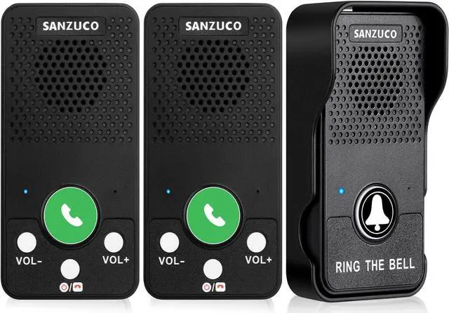 Main image of Waterproof Wireless Doorbell Hands Free, 1000ft Range Door Bell Intercom Supports Two Way Communication with 4 Doorbells Chimes 8 Volume Levels (Black-2 Receivers &1 Transmitter)