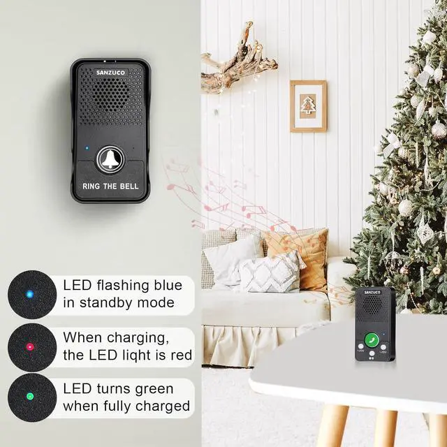 Alt view image 6 of 7 - Doorbells, Hands Free Wireless Doorbell Intercom Upgrade, Waterproof Full Duplex Door Bell 1000 Feet Two Way Communication with 4 Chimes, 8 Level Volume & LED Flash, Black