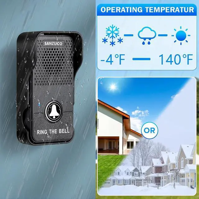 Alt view image 4 of 7 - Doorbells, Hands Free Wireless Doorbell Intercom Upgrade, Waterproof Full Duplex Door Bell 1000 Feet Two Way Communication with 4 Chimes, 8 Level Volume & LED Flash, Black