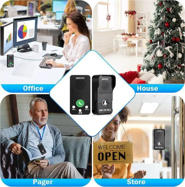 Alt view image 7 of 7 - Doorbells, Hands Free Wireless Doorbell Intercom Upgrade, Waterproof Full Duplex Door Bell 1000 Feet Two Way Communication with 4 Chimes, 8 Level Volume & LED Flash, Black