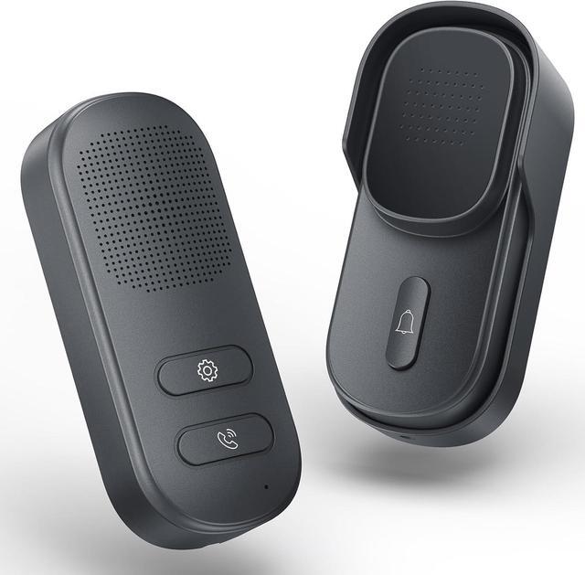 Main image of Hands Free Wireless Intercom Doorbell for Home Classroom, Wuloo Two-Way Communicator Doorbell Chime with 1/2 Mile Distance 4 Volume Levels 10 Chimes Battery-Operated with Mute Mode1&1, Gray)