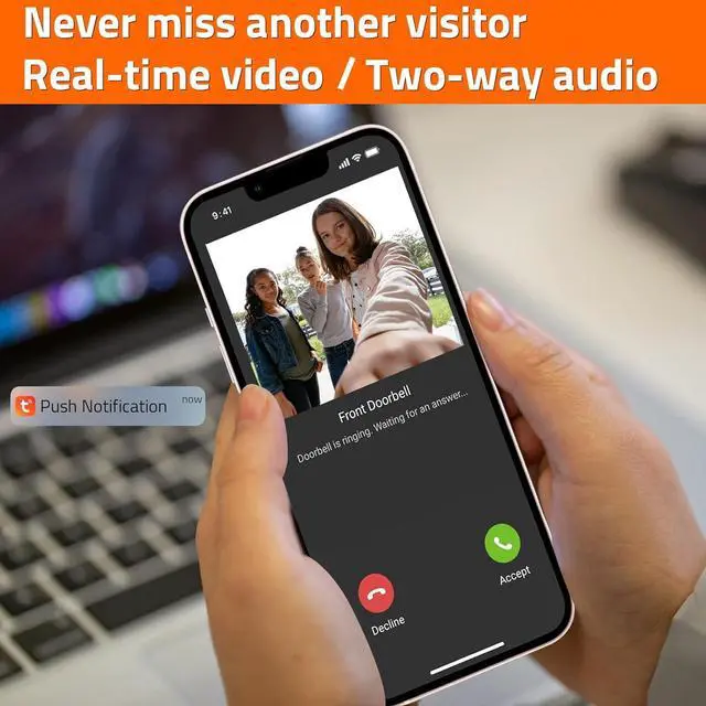Alt view image 6 of 7 - Wireless Video Doorbell Intercom with Monitor System, WiFi Video Intercom 1080P HD Metal Camera, 7 Inch Monitor with 32G Card Record, Tuya APP, 2-Way Audio, Unlock for Home Security System