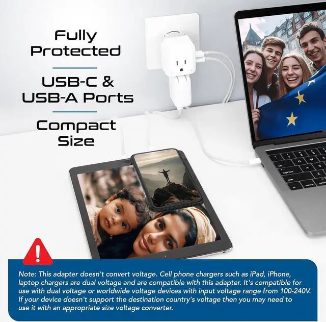 Alt view image 3 of 7 - International Power Plug Adapter Travel Set, 20W PD & QC, Safe Dual USB & USB-C 3.1A - 2 USA Outlet - Compact - Use Europe, Asia, Africa In Worldwide - Includes 13 Type SWadAPt Attachments