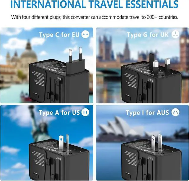 Alt view image 3 of 6 - International Travel Adapter Voltage Converter (Black)