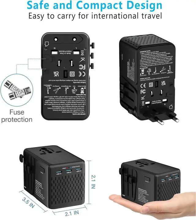 Alt view image 5 of 6 - International Travel Adapter Voltage Converter (Black)