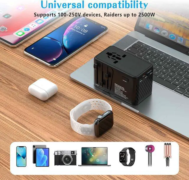 Alt view image 4 of 6 - International Travel Adapter Voltage Converter (Black)