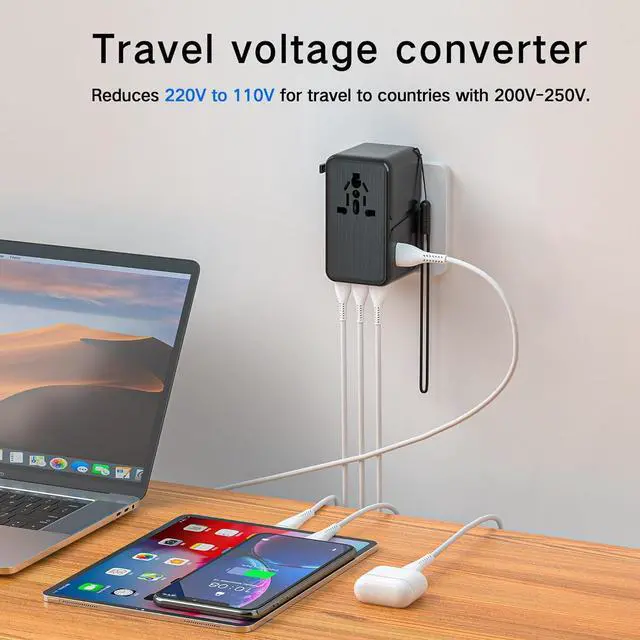 Alt view image 6 of 6 - International Travel Adapter Voltage Converter (Black)