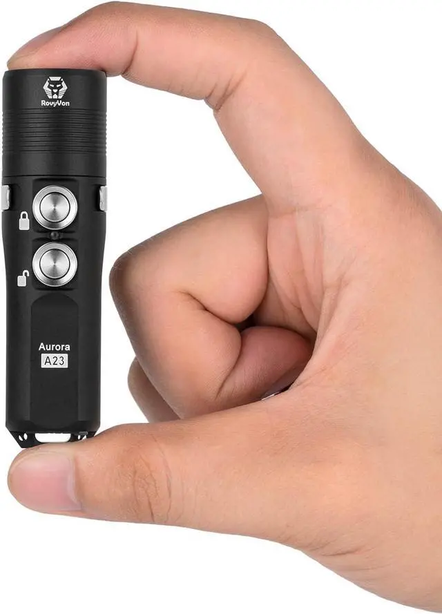 Main image of Aurora A23 1000 Lumens EDC Flashlight, USB C Rechargeable High Lumens Flashlight, IPX8 Waterproof Compact Pocket Flashlight with Magnetic Two-Way Clip Included (Black)