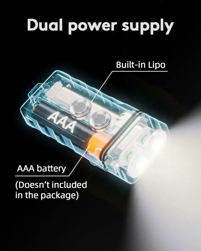 Alt view image 3 of 7 - E3 Plus Keychain Flashlight 700 Lumen Dual Power Rechargeable with Lockout Mode, Waterproof for Everyday Carry, Camping, Hiking, Emergency