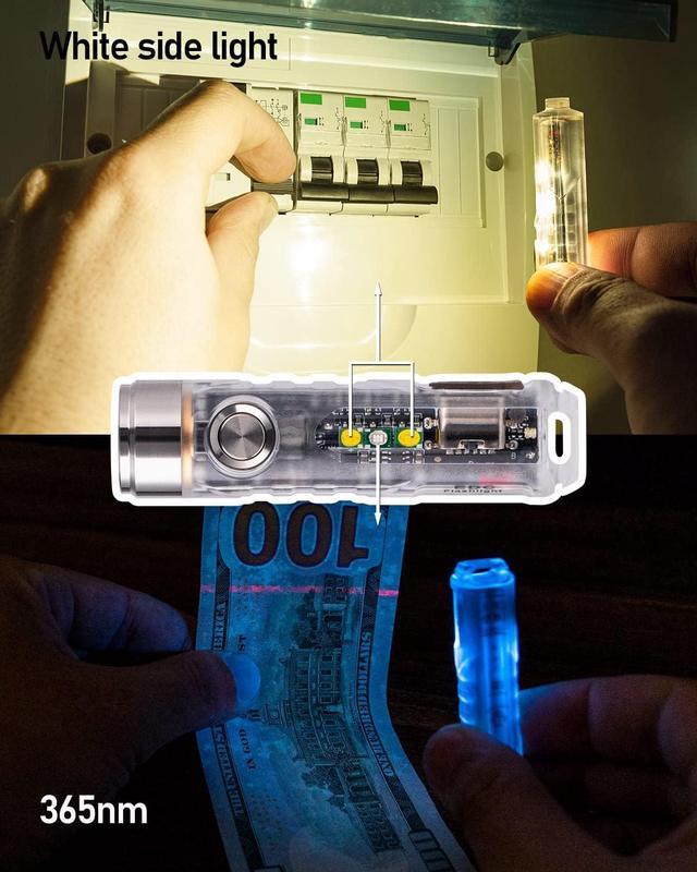 Alt view image 2 of 7 - G4 Aurora A8 USB-C LED Keychain Flashlight, Momentary On, Lock Mode, Max 650 High Lumen Super Bright with EDC Mini Size, USB-C Rechargeable,8 Modes,Gift for Checking,Reading(365nm/White)