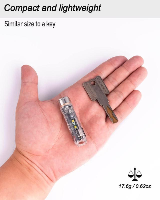 Alt view image 7 of 7 - G4 Aurora A8 USB-C LED Keychain Flashlight, Momentary On, Lock Mode, Max 650 High Lumen Super Bright with EDC Mini Size, USB-C Rechargeable,8 Modes,Gift for Checking,Reading(365nm/White)