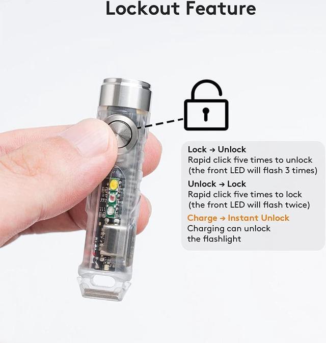 Alt view image 6 of 7 - G4 Aurora A8 USB-C LED Keychain Flashlight, Momentary On, Lock Mode, Max 650 High Lumen Super Bright with EDC Mini Size, USB-C Rechargeable,8 Modes,Gift for Checking,Reading(365nm/White)