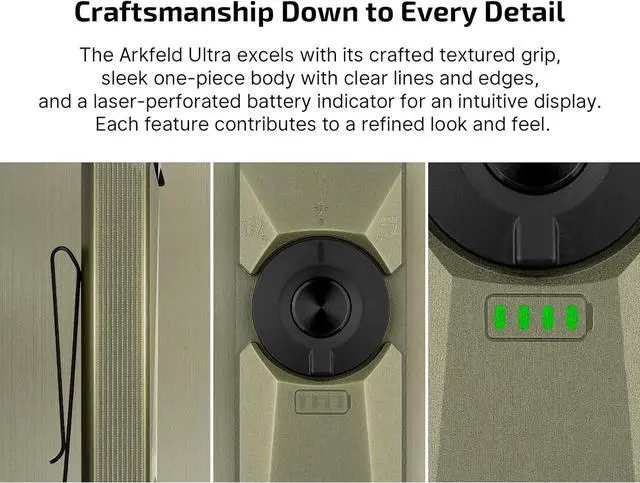 Alt view image 5 of 7 - Arkfeld Ultra 1400 Lumens EDC Flat Flashlight Rechargeable Compact Pocket Flash Light Combines White LED UV and Green Beam Triple Sources Perfect for Checking Working (Olive-Green NW)