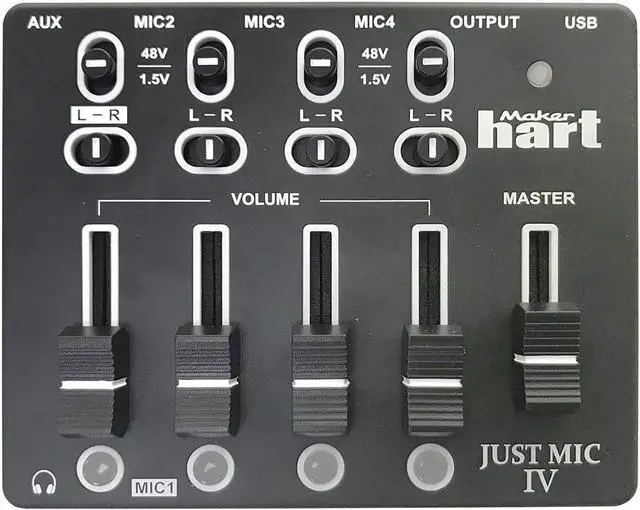 Main image of Just Mic 4 mini Microphone Mixer 4 channels/Portable Phantom power/Audio Interface