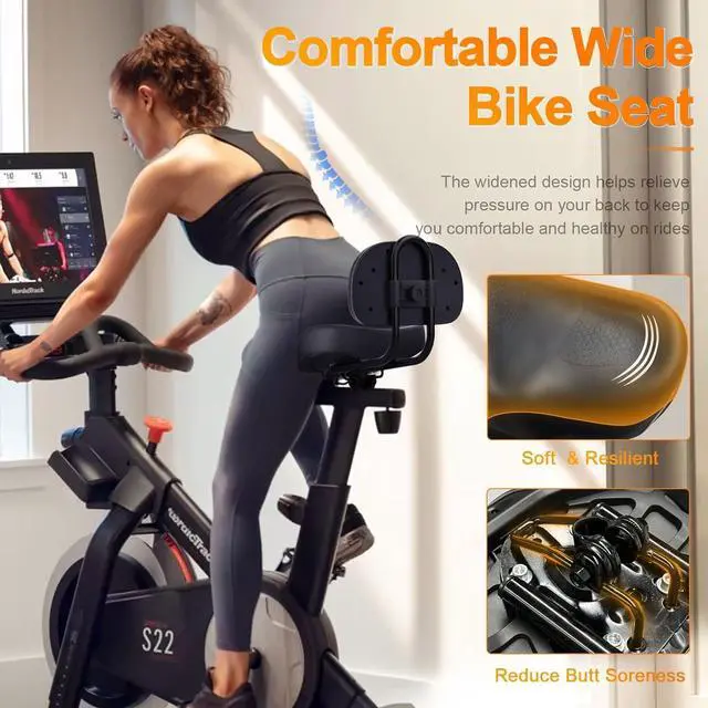 Alt view image 5 of 6 - Oversized Bike Seat, Bicycle Seat for Women Men Extra Comfort Wide, Comfortable Universal Fit for Peloton Bikes, Exercise Stationary Mountain Bike Seats Cushion