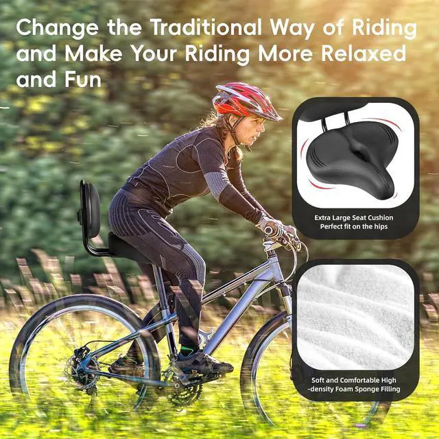 Alt view image 4 of 7 - Oversized Bike Seat for Peloton Bike & Bike+, Comfort Seat Cushion Compatible with Peloton, Road or Exercise Bikes, Bicycle Wide Saddle Replacement for Men & Women, Accessories for Peloton